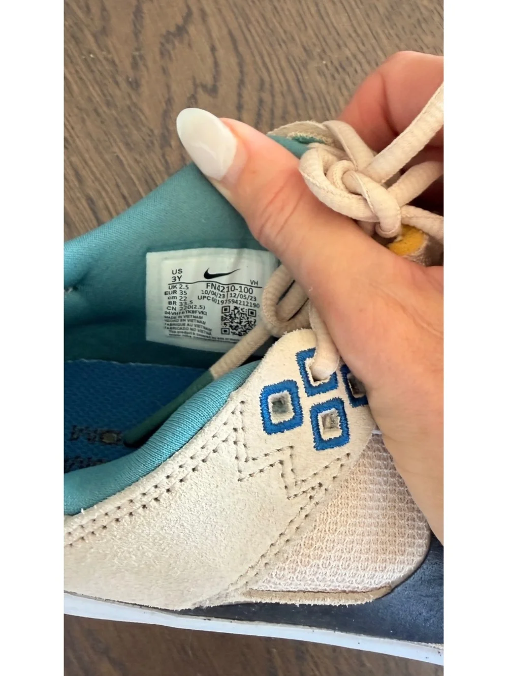 Kids’ Nike SB Zoom Blazer Low Pro GT Sneakers in Beige and Blue, Youth Size 3Y